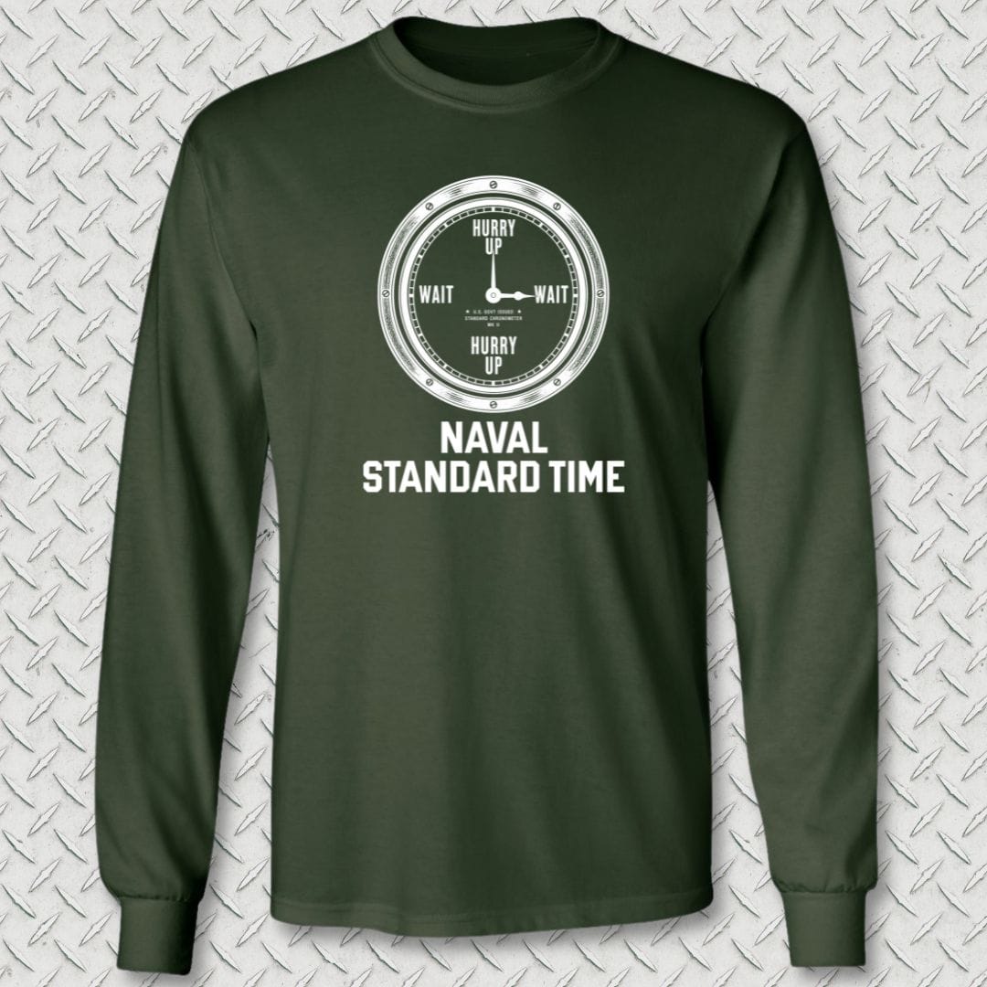 NavyHumor Long-sleeve Forest Green / M Naval Standard Time Long Sleeve Tee