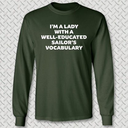 NavyHumor Long-sleeve Forest Green / S Lady Sailor Vocabulary Long Sleeve Tee
