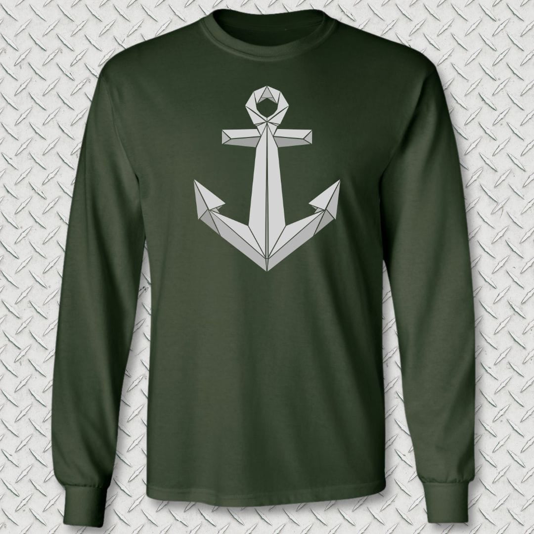 NavyHumor Long-sleeve Forest Green / S Origami Anchor Long Sleeve Tee