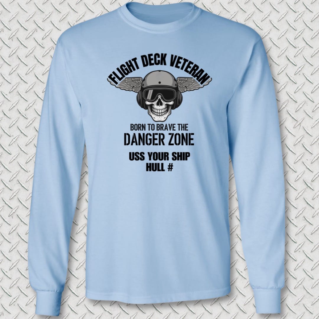 NavyHumor Long-sleeve Light Blue / S Flight Deck Veteran - Add Your Command Long Sleeve Tee
