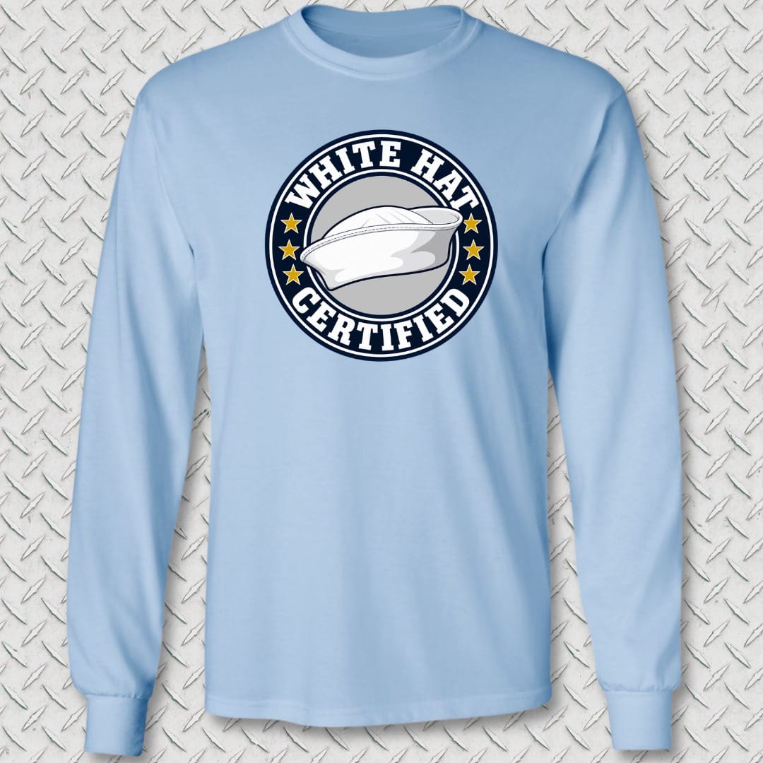 NavyHumor Long-sleeve Light Blue / S White Hat Certified Long Sleeve Tee