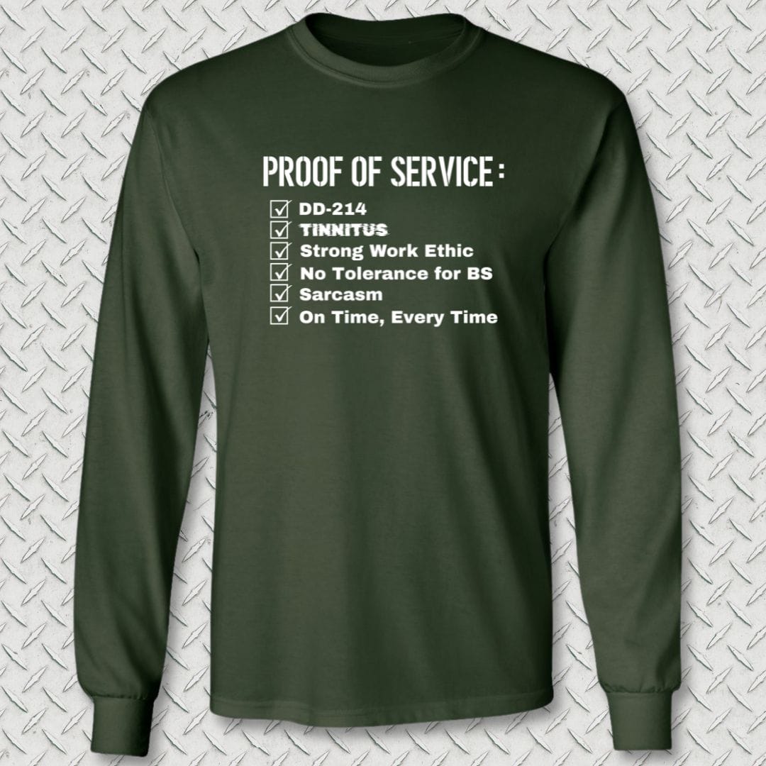 NavyHumor Long-sleeve M / Forest Green Proof Of Service Checklist Long Sleeve Tee