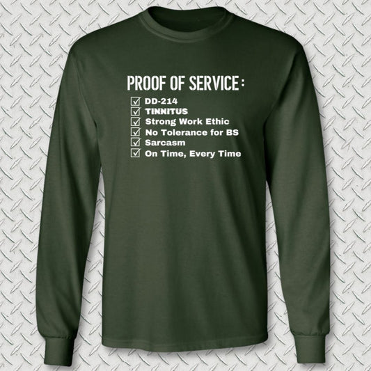 NavyHumor Long-sleeve M / Forest Green Proof Of Service Checklist Long Sleeve Tee