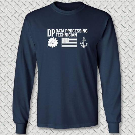 NavyHumor Long-sleeve Navy / S DP - Flag & Anchor Long Sleeve Tee