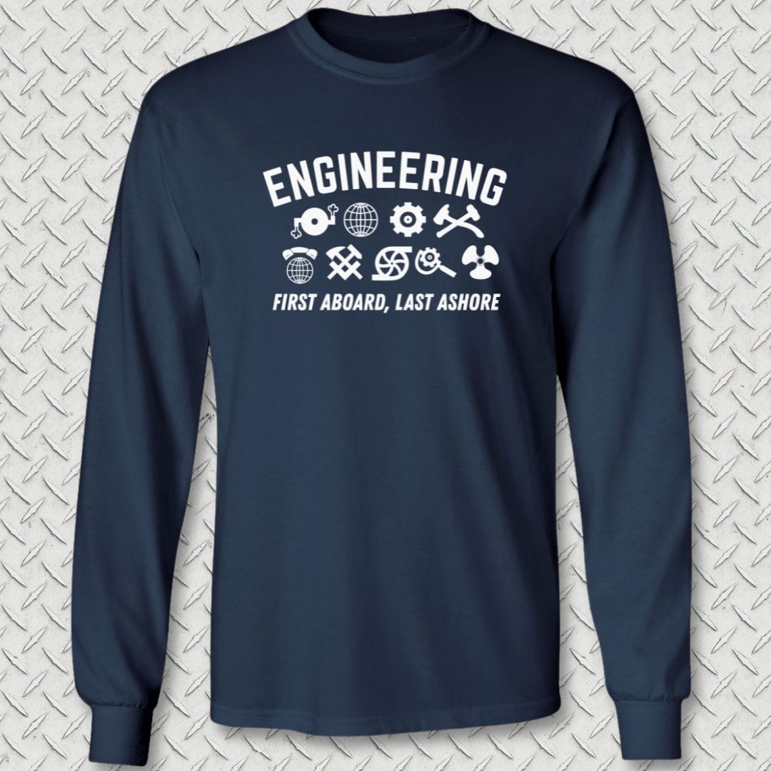 NavyHumor Long-sleeve Navy / S Engineering - First Aboard Long Sleeve Tee
