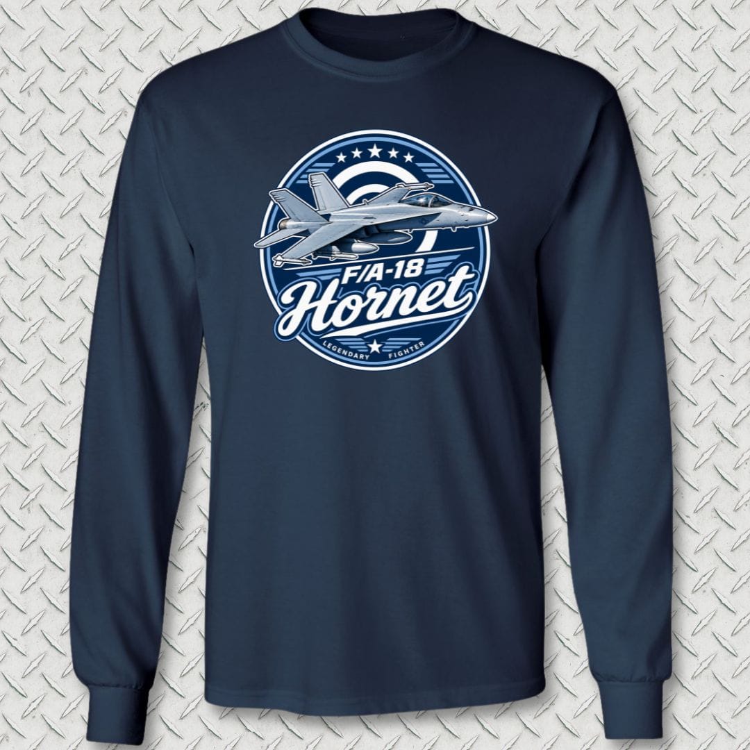 NavyHumor Long-sleeve Navy / S F/A-18 Hornet Legendary Fighter Long Sleeve Tee
