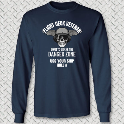 NavyHumor Long-sleeve Navy / S Flight Deck Veteran - Add Your Command Long Sleeve Tee