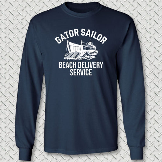 NavyHumor Long-sleeve Navy / S Gator Sailor Beach Delivery Service Long Sleeve Tee
