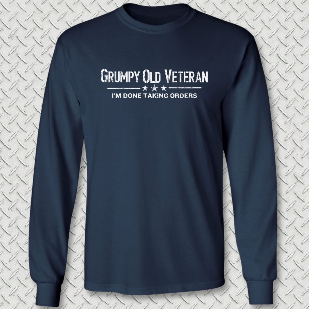 NavyHumor Long-sleeve Navy / S Grumpy Old Veteran Long Sleeve Tee