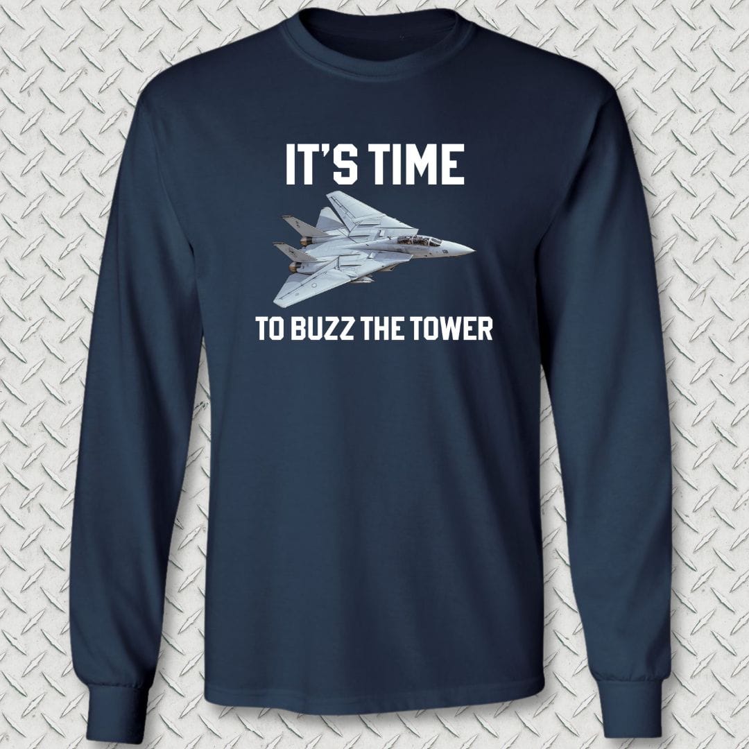 NavyHumor Long-sleeve Navy / S It's Time To Buzz The Tower Long Sleeve Tee