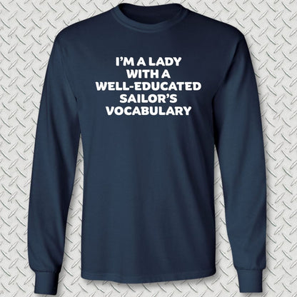 NavyHumor Long-sleeve Navy / S Lady Sailor Vocabulary Long Sleeve Tee