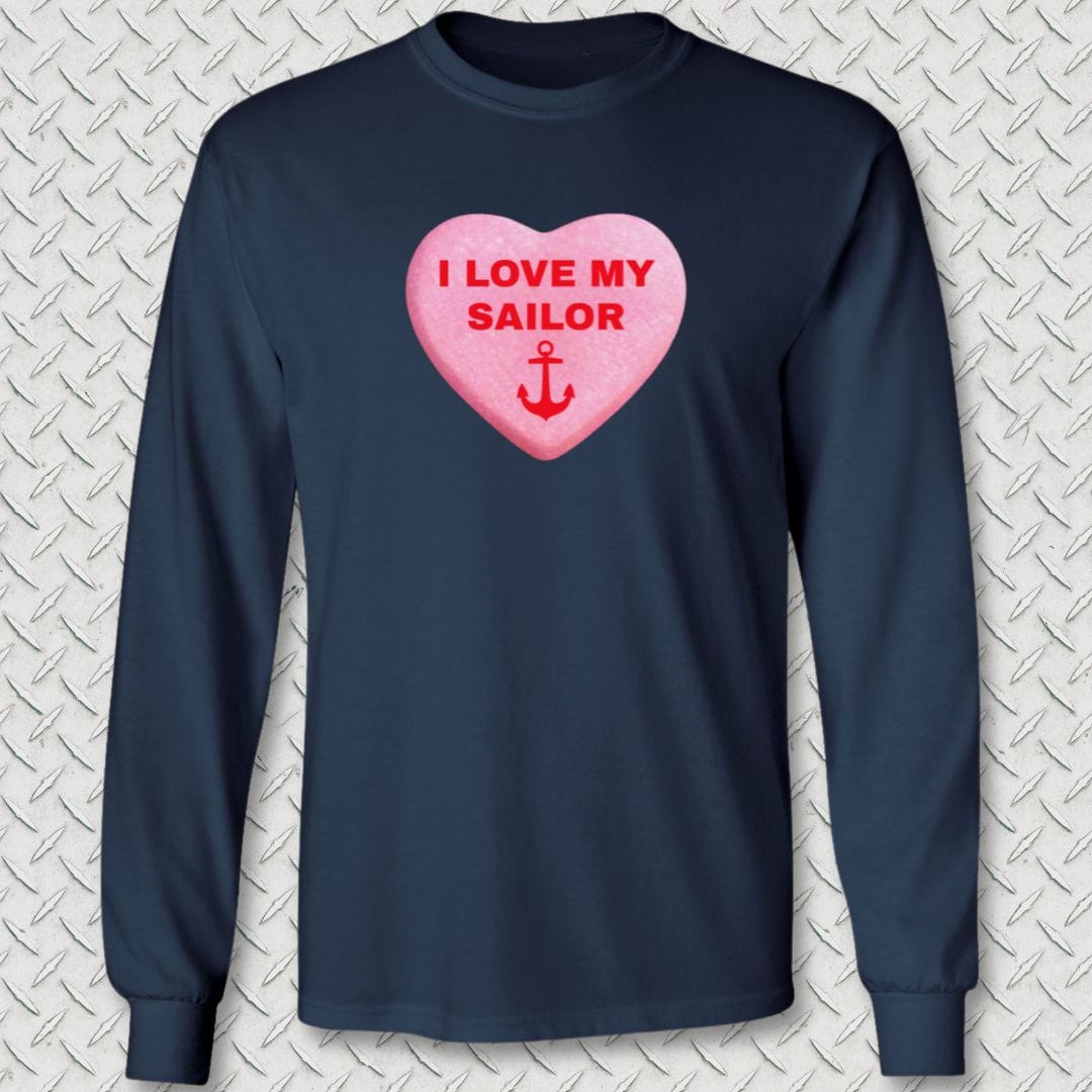 NavyHumor Long-sleeve Navy / S Love My Sailor Candy Heart Long Sleeve Tee