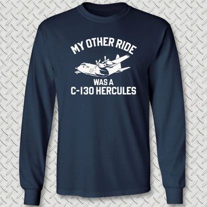 NavyHumor Long-sleeve Navy / S My Other Ride Was A C-130 Hercules Long Sleeve Tee