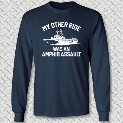 NavyHumor Long-sleeve Navy / S My Other Ride Was An Amphib Assault Long Sleeve Tee