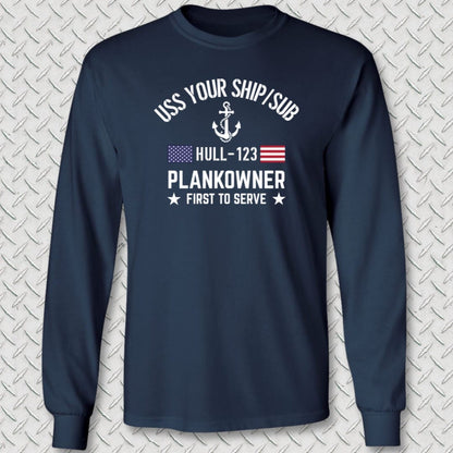 NavyHumor Long-sleeve Navy / S Plankowner - Add Your Command Long Sleeve Tee