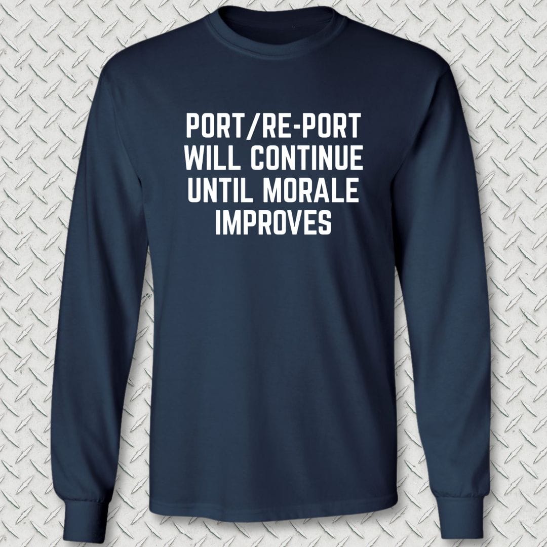 NavyHumor Long-sleeve Navy / S Port/Re-Port Will Continue Long Sleeve Tee