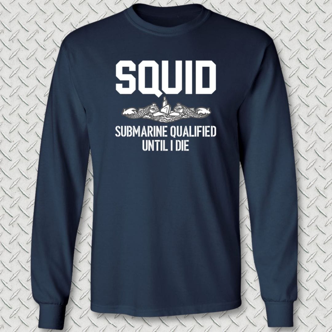 NavyHumor Long-sleeve Navy / S SQUID - Submarine Qualified Long Sleeve Tee
