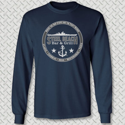 NavyHumor Long-sleeve Navy / S Steel Beach Bar and Grill - Surface Long Sleeve Tee