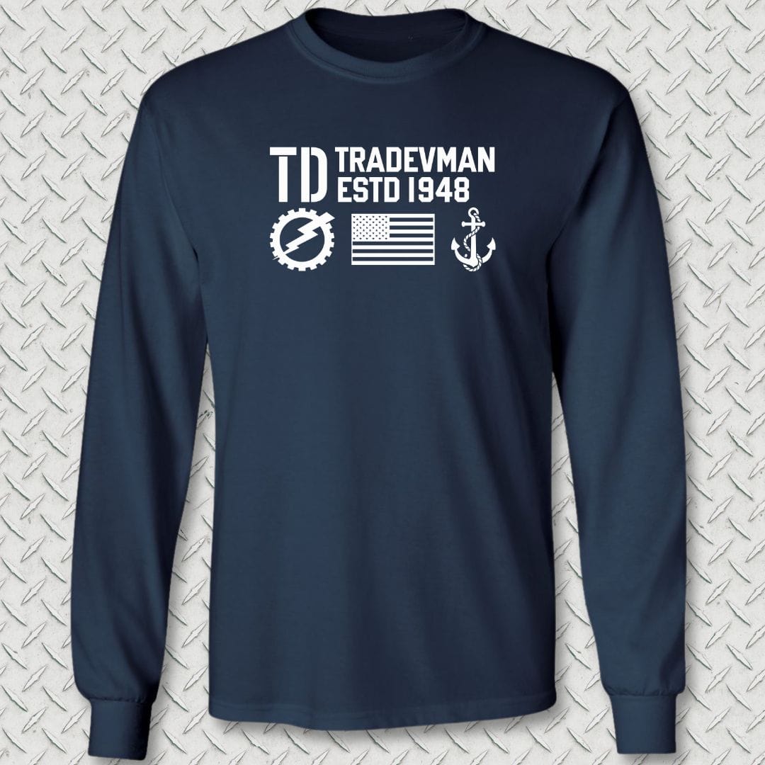NavyHumor Long-sleeve Navy / S TD - Flag & Anchor Long Sleeve Tee