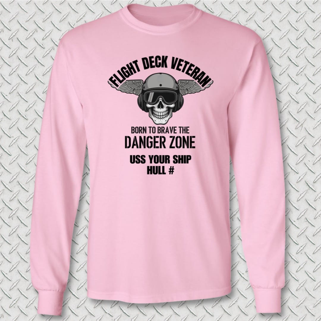 NavyHumor Long-sleeve Pink / S Flight Deck Veteran - Add Your Command Long Sleeve Tee