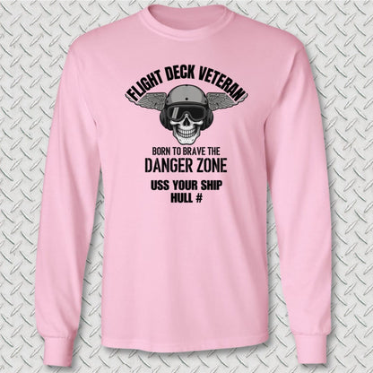 NavyHumor Long-sleeve Pink / S Flight Deck Veteran - Add Your Command Long Sleeve Tee