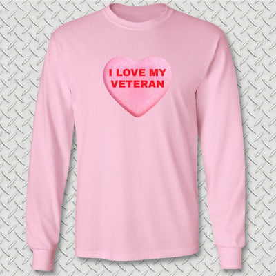 Love My Veteran Candy Heart Long Sleeve Tee