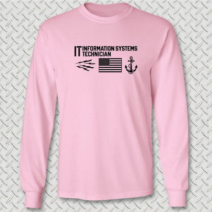 NavyHumor Long-sleeve Pink / S MT - Flag & Anchor Long Sleeve Tee