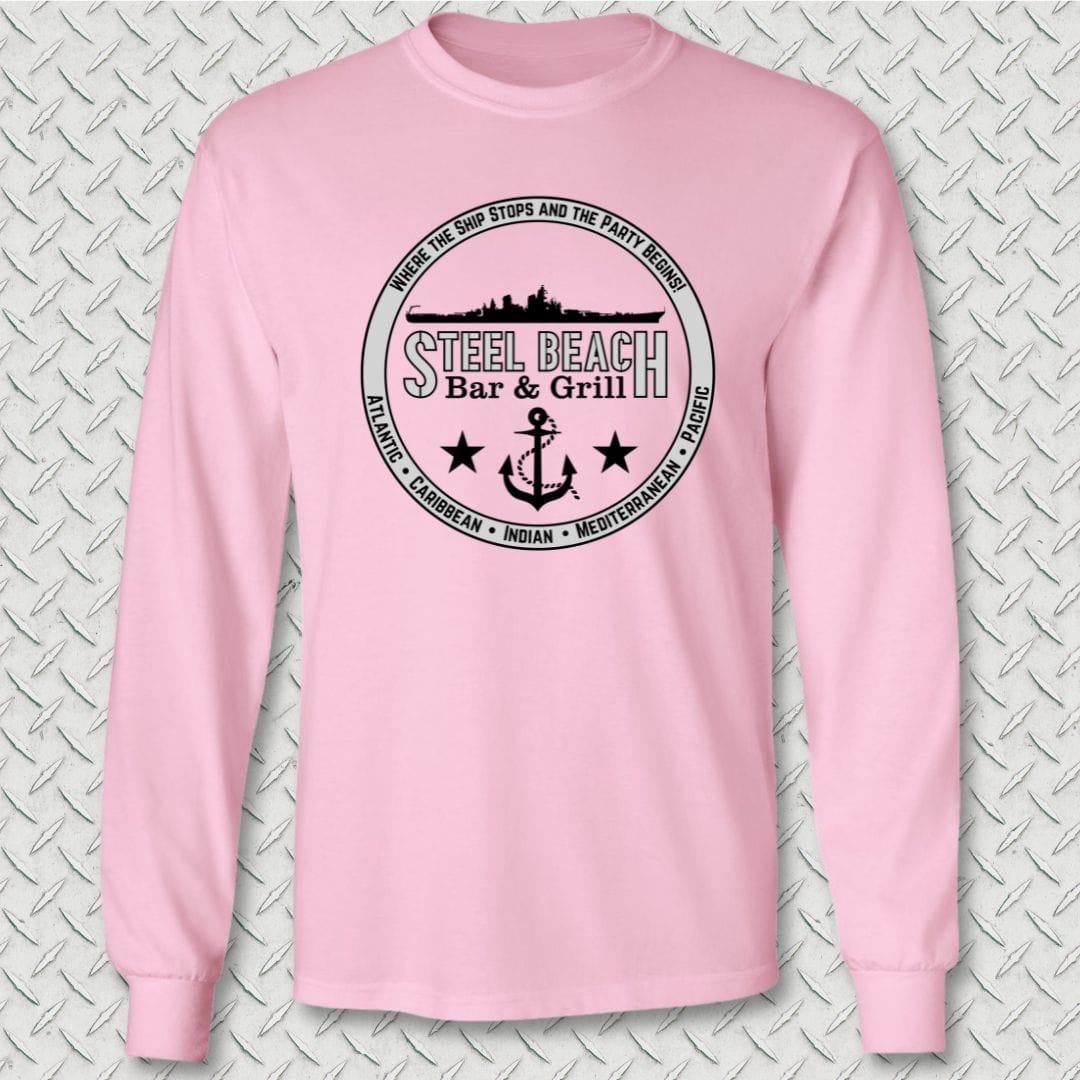 NavyHumor Long-sleeve Pink / S Steel Beach Bar and Grill - Surface Long Sleeve Tee