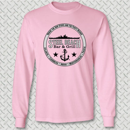 NavyHumor Long-sleeve Pink / S Steel Beach Bar and Grill - Surface Long Sleeve Tee