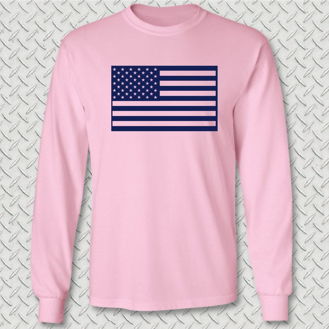 NavyHumor Long-sleeve Pink / S US Flag Monochromatic Long Sleeve Tee