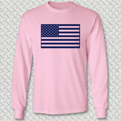 NavyHumor Long-sleeve Pink / S US Flag Monochromatic Long Sleeve Tee