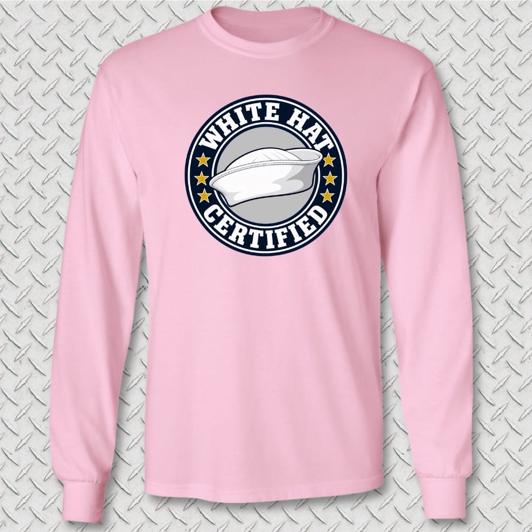 NavyHumor Long-sleeve Pink / S White Hat Certified Long Sleeve Tee