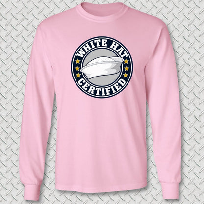 NavyHumor Long-sleeve Pink / S White Hat Certified Long Sleeve Tee