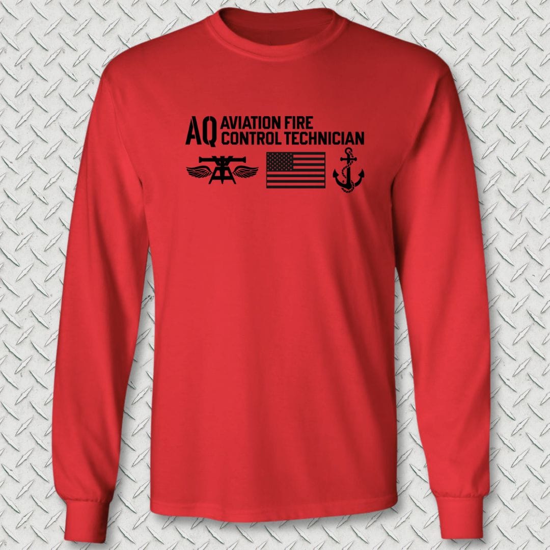 NavyHumor Long-sleeve Red / S AQ - Flag & Anchor Long Sleeve Tee