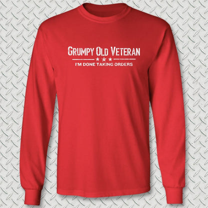 NavyHumor Long-sleeve Red / S Grumpy Old Veteran Long Sleeve Tee