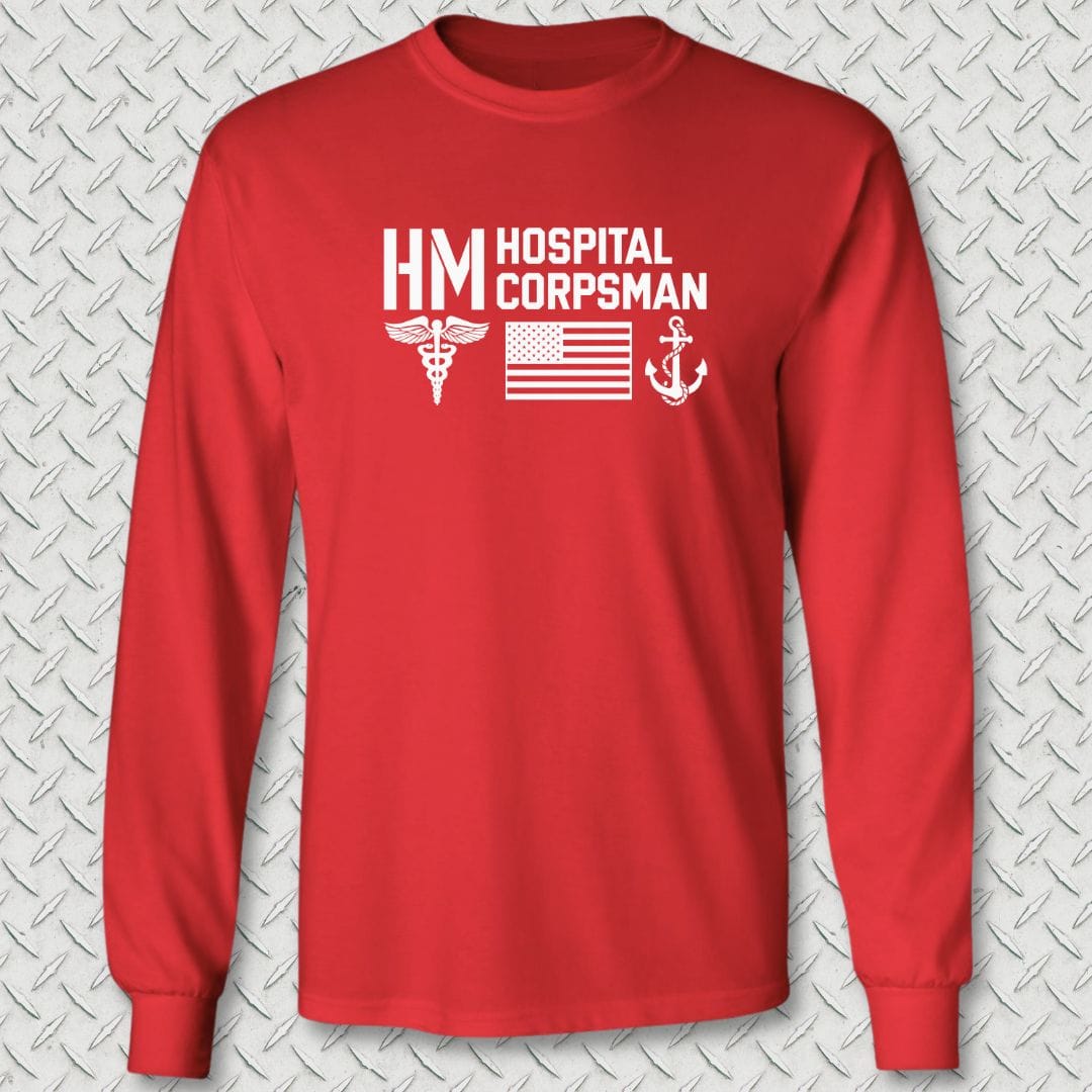 NavyHumor Long-sleeve Red / S HM - Flag & Anchor Long Sleeve Tee
