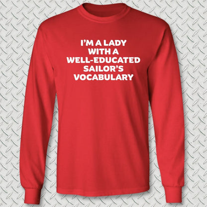 NavyHumor Long-sleeve Red / S Lady Sailor Vocabulary Long Sleeve Tee