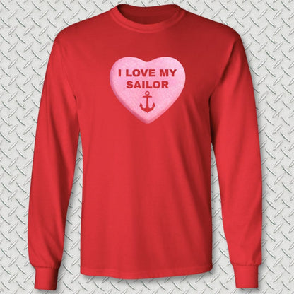NavyHumor Long-sleeve Red / S Love My Sailor Candy Heart Long Sleeve Tee