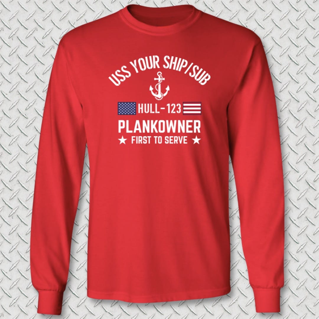 NavyHumor Long-sleeve Red / S Plankowner - Add Your Command Long Sleeve Tee