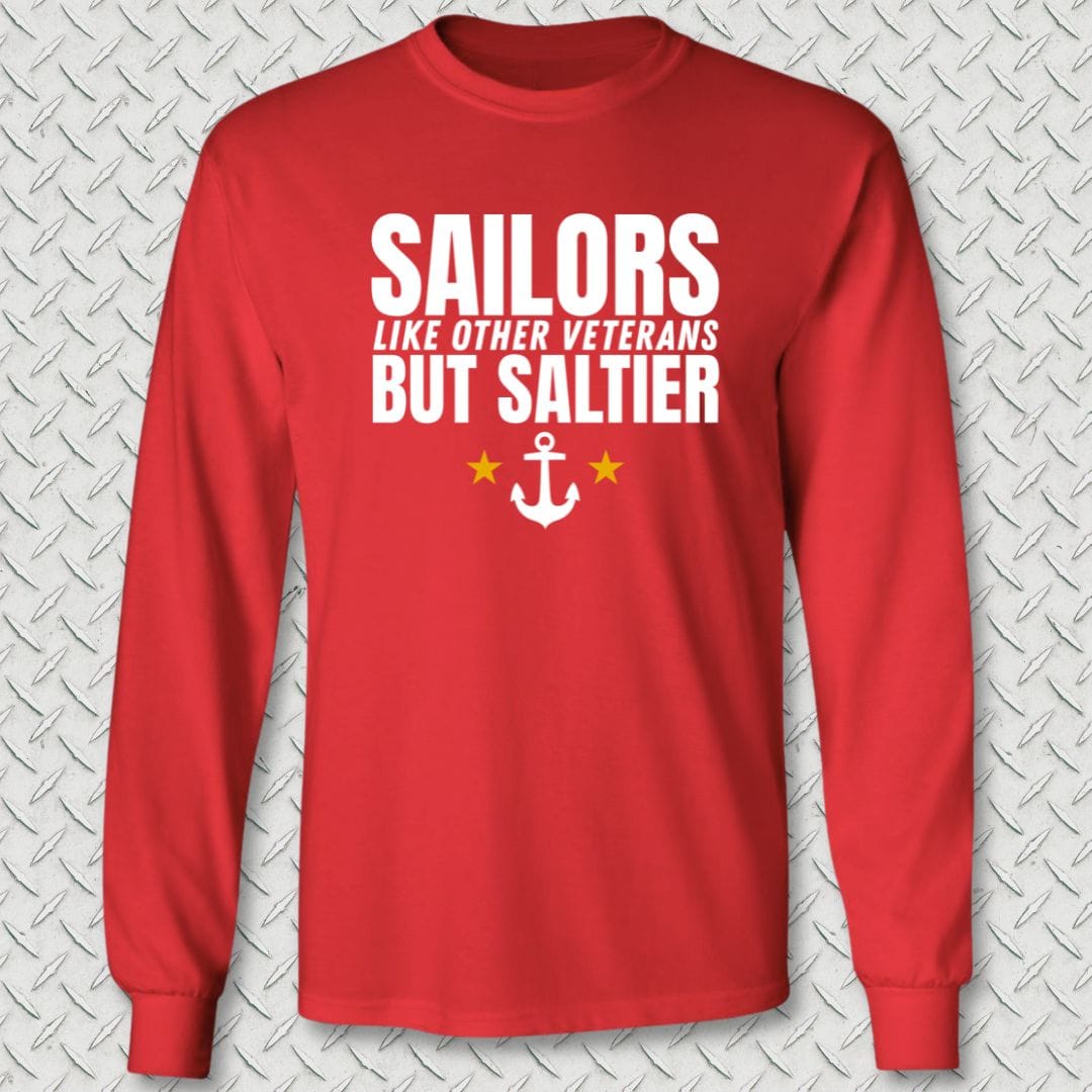 NavyHumor Long-sleeve Red / S Sailors Are Saltier Long Sleeve Tee