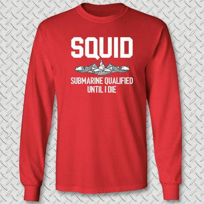 NavyHumor Long-sleeve Red / S SQUID - Submarine Qualified Long Sleeve Tee