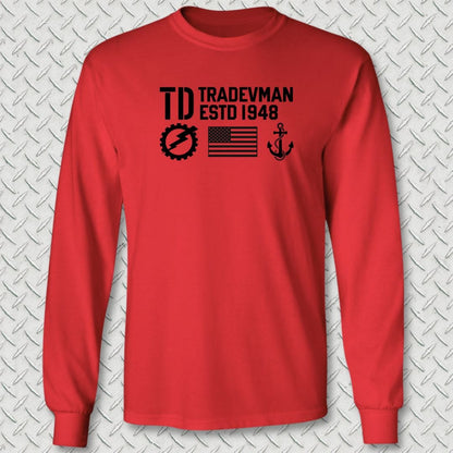 NavyHumor Long-sleeve Red / S TD - Flag & Anchor Long Sleeve Tee