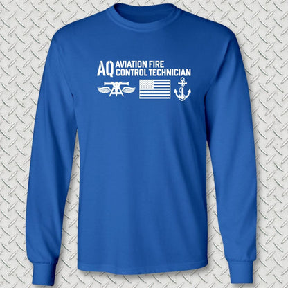 NavyHumor Long-sleeve Royal Blue / S AQ - Flag & Anchor Long Sleeve Tee