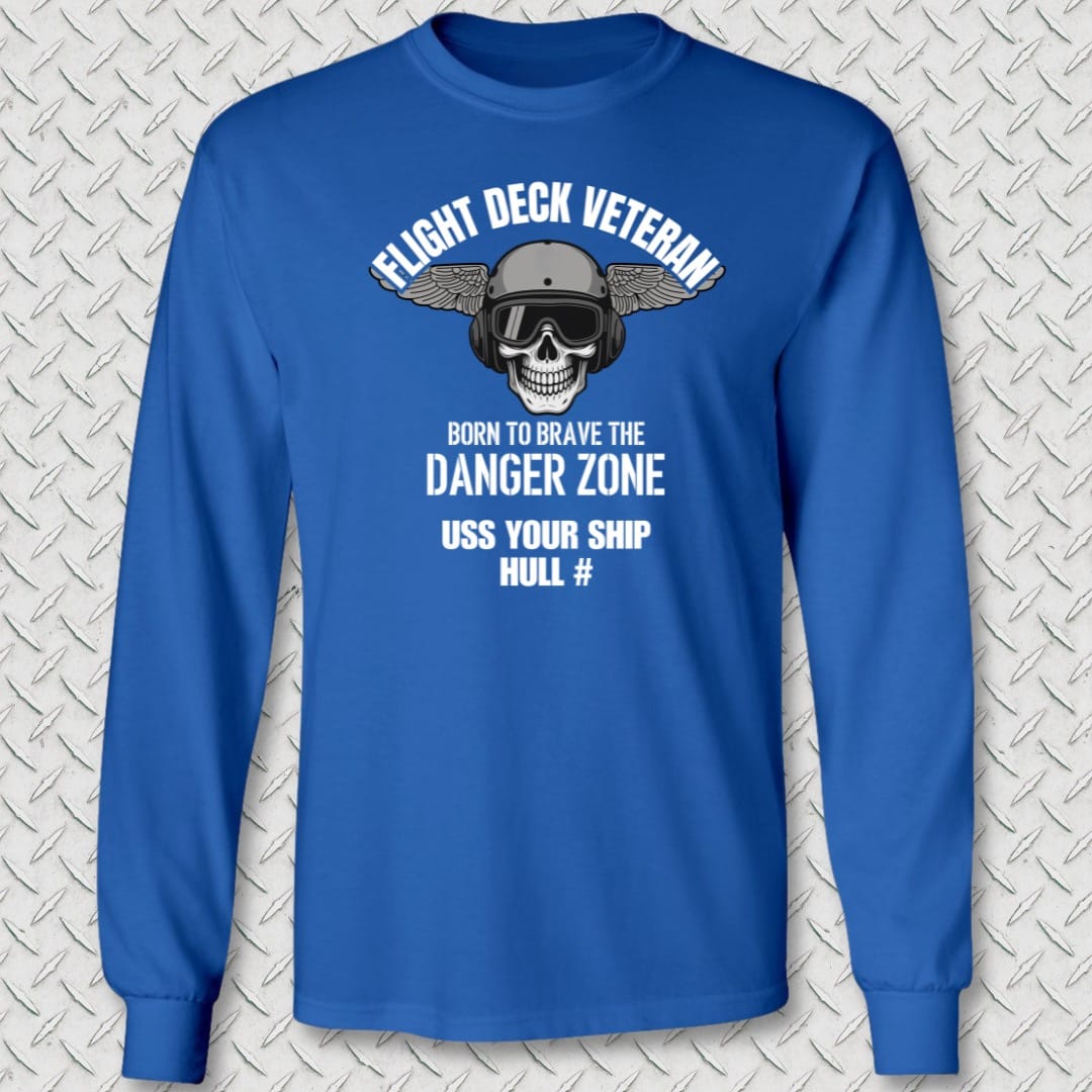 NavyHumor Long-sleeve Royal Blue / S Flight Deck Veteran - Add Your Command Long Sleeve Tee