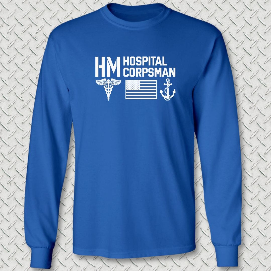 NavyHumor Long-sleeve Royal Blue / S HM - Flag & Anchor Long Sleeve Tee