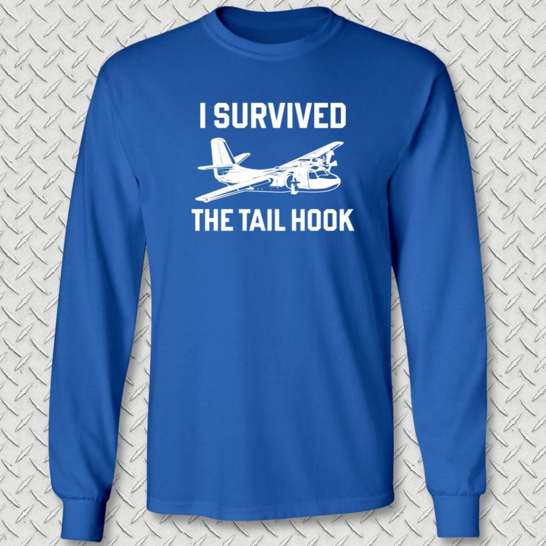 NavyHumor Long-sleeve Royal Blue / S I Survived The Tail Hook: S-2 Tracker Long Sleeve Tee