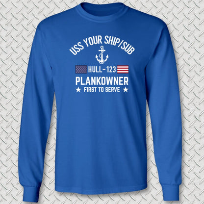 NavyHumor Long-sleeve Royal Blue / S Plankowner - Add Your Command Long Sleeve Tee