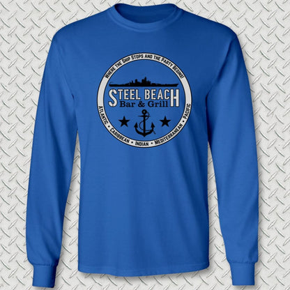 NavyHumor Long-sleeve Royal Blue / S Steel Beach Bar and Grill - Surface Long Sleeve Tee