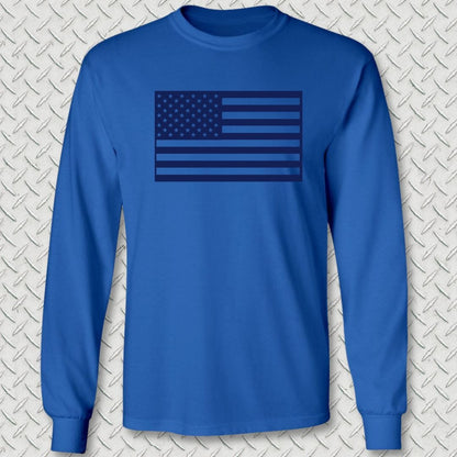 NavyHumor Long-sleeve Royal Blue / S US Flag Monochromatic Long Sleeve Tee