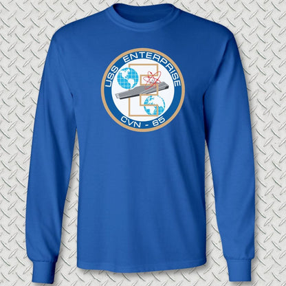 NavyHumor Long-sleeve Royal Blue / S USS Enterprise Crest Long Sleeve Tee